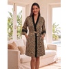 Ekouaer Womens Robe Lightweight 3/4 Sleeve Soft Knit Bathrobe Sleepwear(P Leopard Brown)