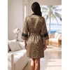 Ekouaer Womens Robe Lightweight 3/4 Sleeve Soft Knit Bathrobe Sleepwear(P Leopard Brown)