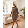 Ekouaer Womens Robe Lightweight 3/4 Sleeve Soft Knit Bathrobe Sleepwear(P Leopard Brown)