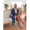 Ekouaer Womens Robe Lightweight 3/4 Sleeve Soft Knit Bathrobe Sleepwear(P Navy Floral)