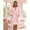 Ekouaer Womens Robe Lightweight 3/4 Sleeve Soft Knit Bathrobe Sleepwear(P Pink Floral)