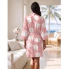 Ekouaer Womens Robe Lightweight 3/4 Sleeve Soft Knit Bathrobe Sleepwear(P Pink Floral)