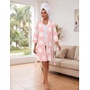 Ekouaer Womens Robe Lightweight 3/4 Sleeve Soft Knit Bathrobe Sleepwear(P Pink Floral)