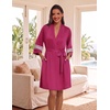 Ekouaer Womens Robe Lightweight 3/4 Sleeve Soft Knit Bathrobe Sleepwear(Rose Red)