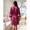 Ekouaer Womens Robe Lightweight 3/4 Sleeve Soft Knit Bathrobe Sleepwear(Rose Red)