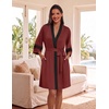 Ekouaer Womens Robe Lightweight 3/4 Sleeve Soft Knit Bathrobe Sleepwear(Wine Red)