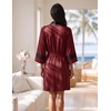 Ekouaer Womens Robe Lightweight 3/4 Sleeve Soft Knit Bathrobe Sleepwear(Wine Red)