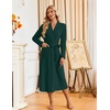 Ekouaer Womens Robes Long Bathrobe Ribbed Knit Kimono Robe Soft Sleepwear(Dark Green)