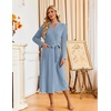 Ekouaer Womens Robes Long Bathrobe Ribbed Knit Kimono Robe Soft Sleepwear(Light Blue)