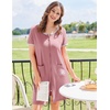 Ekouaer Zip Up Robes for Women Zipper House Coat Short Bathrobes Nightgown(Gray Purple)