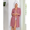 Ekouaer Zipper Robes for Women 3/4 Sleeve Housecoats with Pockets