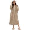 Ekouaer Fleece Robes for Women Zipper Long Bathrobe Plush Hooded Housecoat(C Khaki)