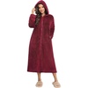 Ekouaer Fleece Robes for Women Zipper Long Bathrobe Plush Hooded Housecoat(D Wine Red)