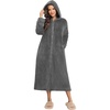Ekouaer Fleece Robes for Women Zipper Long Bathrobe Plush Hooded Housecoat(Dark Grey)