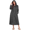 Ekouaer Fleece Robes for Women Zipper Long Bathrobe Plush Hooded Housecoat(P Dark Grey Jacquard)