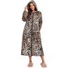 Ekouaer Fleece Robes for Women Zipper Long Bathrobe Plush Hooded Housecoat(P Leopard)