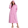 Ekouaer Fleece Robes for Women Zipper Long Bathrobe Plush Hooded Housecoat(P Pink Flowers)