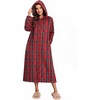 Ekouaer Fleece Robes for Women Zipper Long Bathrobe Plush Hooded Housecoat(P Red Plaid)
