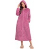Ekouaer Fleece Robes for Women Zipper Long Bathrobe Plush Hooded Housecoat(Peach Pink Jacquard)