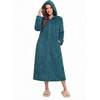 Ekouaer Fleece Robes for Women Zipper Long Bathrobe Plush Hooded Housecoat(Peacock Blue Jacquard)