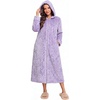 Ekouaer Fleece Robes for Women Zipper Long Bathrobe Plush Hooded Housecoat(Purple Jacquard)