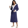 Ekouaer Plush Warm Robes for Women Fluffy Hooded Robe Soft Fleece Long Bathrobe(Blue Purple)