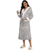 Ekouaer Plush Warm Robes for Women Fluffy Hooded Robe Soft Fleece Long Bathrobe(Leopard Print White)
