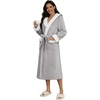 Ekouaer Plush Warm Robes for Women Fluffy Hooded Robe Soft Fleece Long Bathrobe(Light Grey)