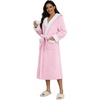 Ekouaer Plush Warm Robes for Women Fluffy Hooded Robe Soft Fleece Long Bathrobe(Pink)