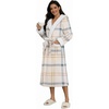 Ekouaer Plush Warm Robes for Women Fluffy Hooded Robe Soft Fleece Long Bathrobe(Plaid Grey Khaki)