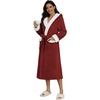 Ekouaer Plush Warm Robes for Women Fluffy Hooded Robe Soft Fleece Long Bathrobe(Wine Red)