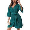 Ekouaer Robes for Women Lightweight Waffle Knit Short Ruffle Bath Robe(Teal)