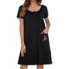 Ekouaer Women Zipper Front House Coat Robe Zip Up Bathrobes Short Nightgown(Black)