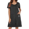 Ekouaer Women Zipper Front House Coat Robe Zip Up Bathrobes Short Nightgown(Deep Gray)