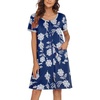 Ekouaer Women Zipper Front House Coat Robe Zip Up Bathrobes Short Nightgown(Evening Blue Vines)