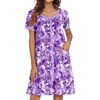 Ekouaer Women Zipper Front House Coat Robe Zip Up Bathrobes Short Nightgown(Floral Purple)
