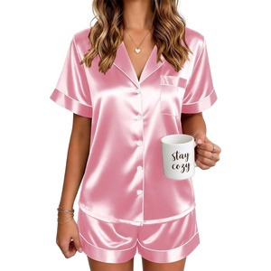 Ekouaer Satin Pajamas for Women Silk Pjs Short Set 2 Piece Lounge Sets(Pink)