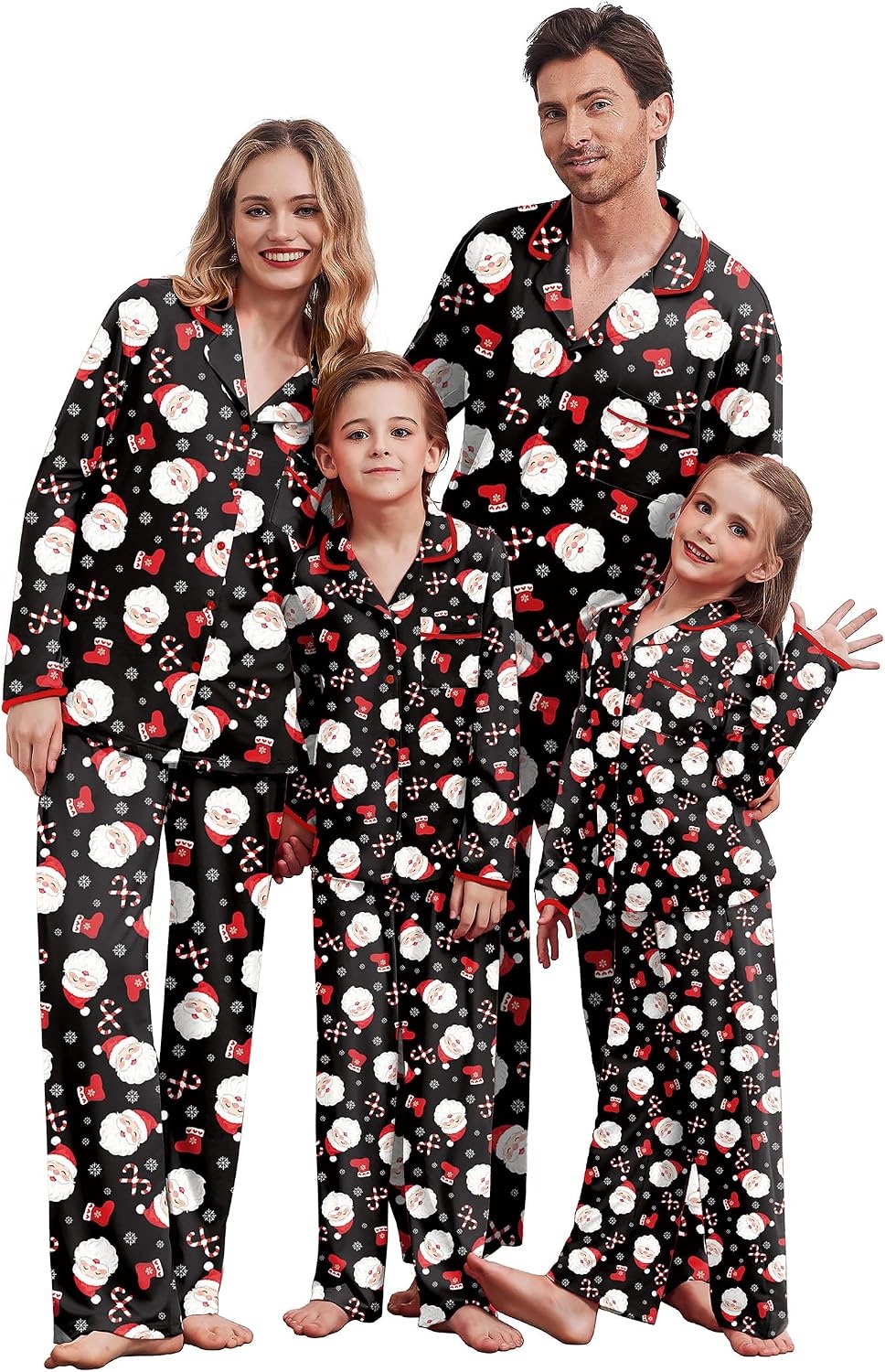 image:imageEkouaer Family Christmas Pajamas Matching Pjs Sets for Women Men and KidsBlack Santa Claus