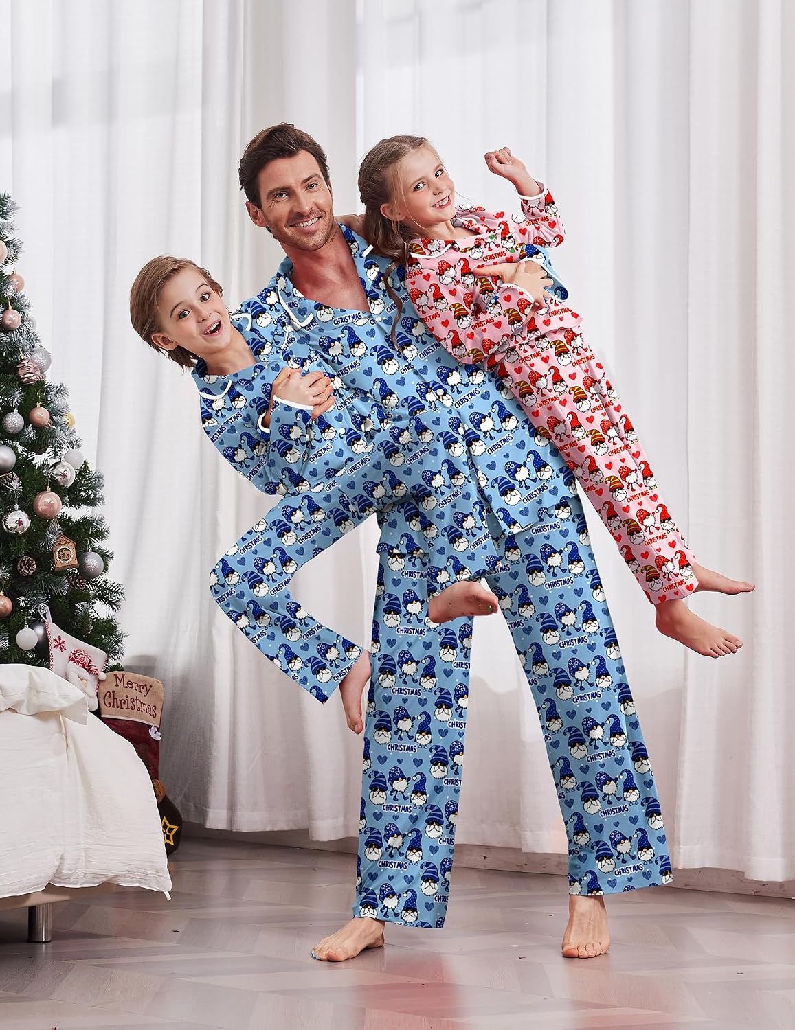 image:imageEkouaer Family Christmas Pajamas Matching Pjs Sets for Women Men and KidsBlue Christmas Elf