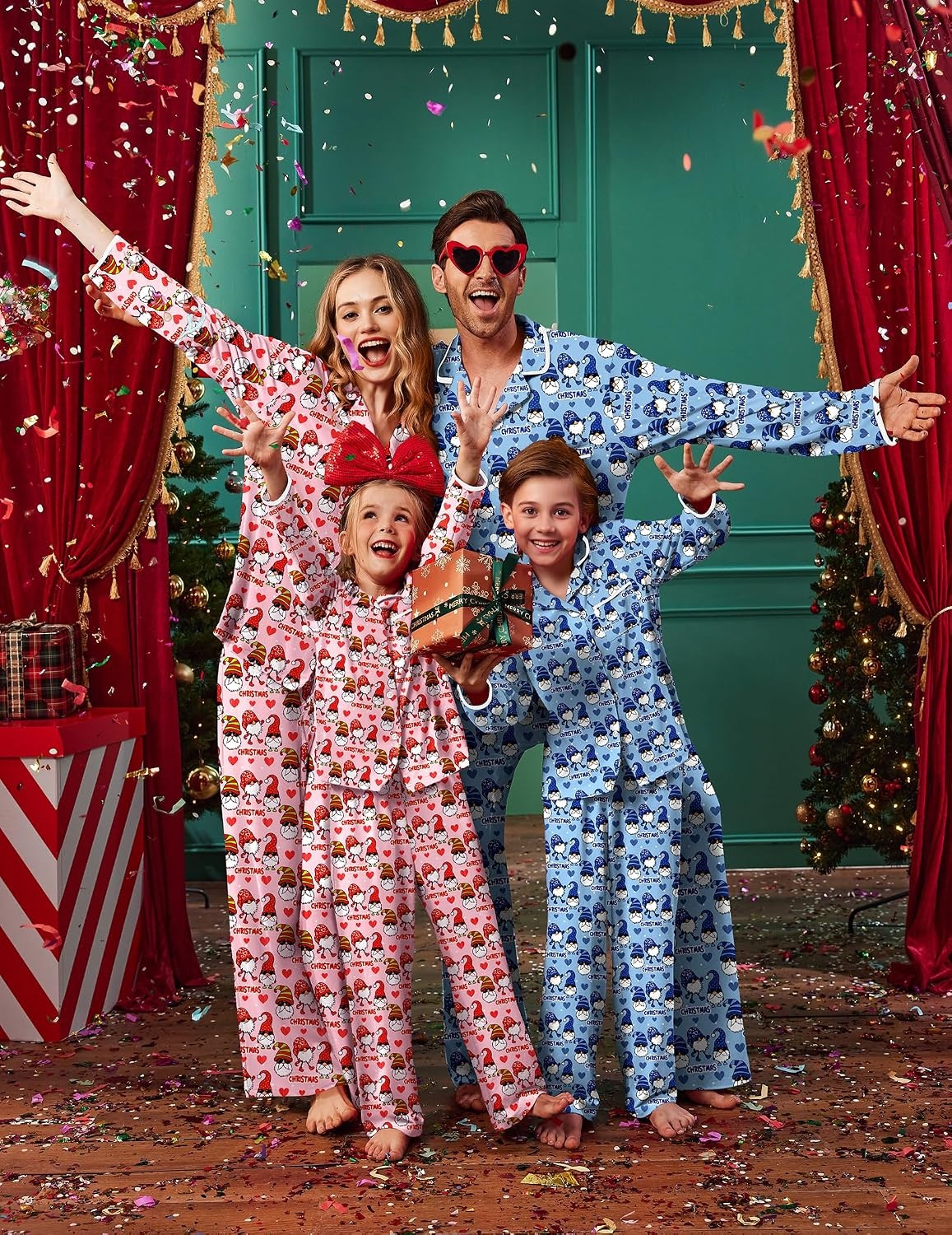 image:imageEkouaer Family Christmas Pajamas Matching Pjs Sets for Women Men and KidsBlue Christmas Elf
