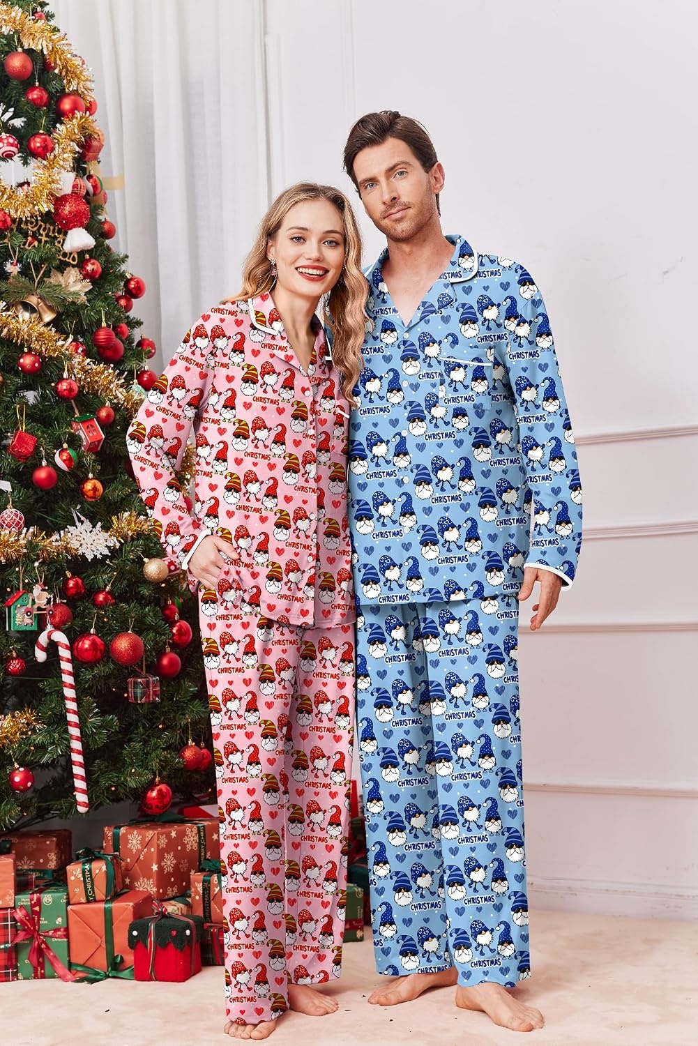 image:imageEkouaer Family Christmas Pajamas Matching Pjs Sets for Women Men and KidsBlue Christmas Elf