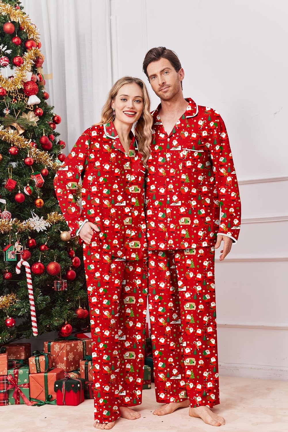 image:imageEkouaer Family Christmas Pajamas Matching Pjs Sets for Women Men and KidsCartoon Santa Claus
