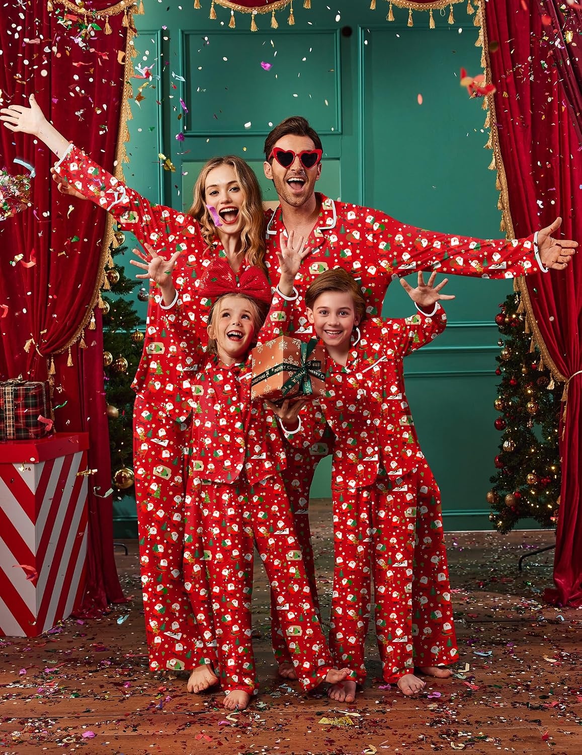 image:imageEkouaer Family Christmas Pajamas Matching Pjs Sets for Women Men and KidsCartoon Santa Claus