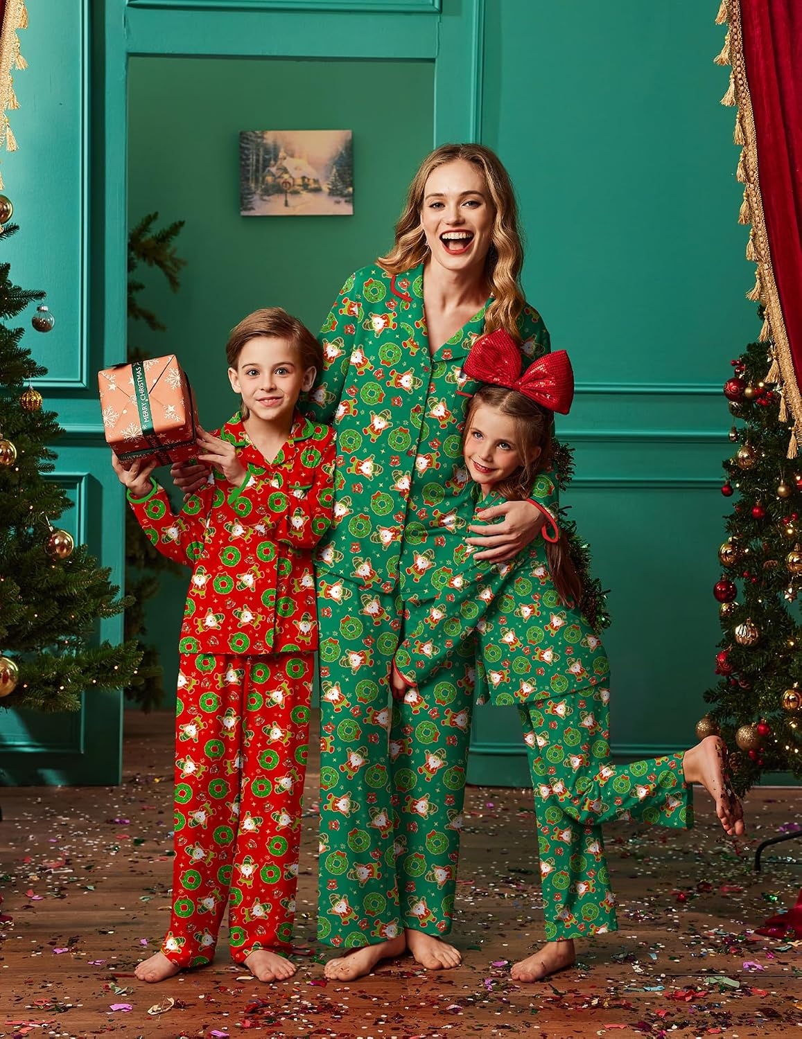image:imageEkouaer Family Christmas Pajamas Matching Pjs Sets for Women Men and KidsChristmas Wreath