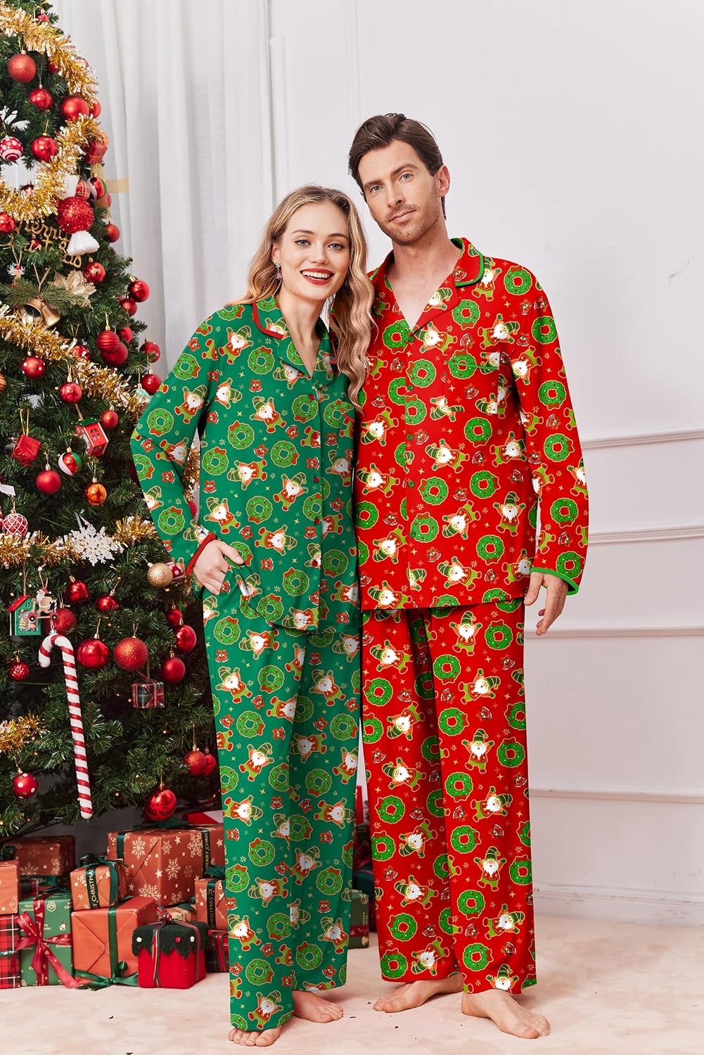 image:imageEkouaer Family Christmas Pajamas Matching Pjs Sets for Women Men and KidsChristmas Wreath