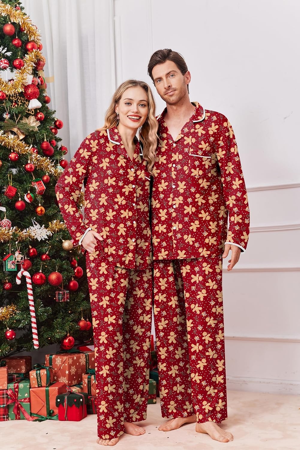 image:imageEkouaer Family Christmas Pajamas Matching Pjs Sets for Women Men and KidsGingerbread Man