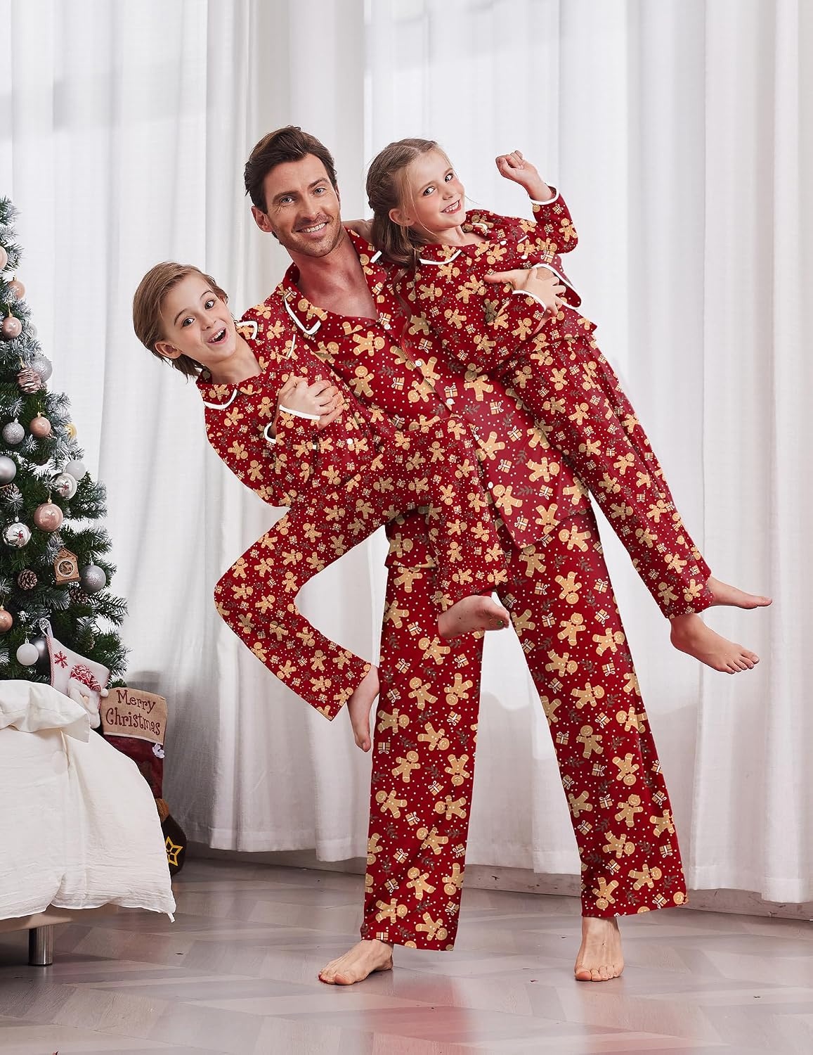 image:imageEkouaer Family Christmas Pajamas Matching Pjs Sets for Women Men and KidsGingerbread Man