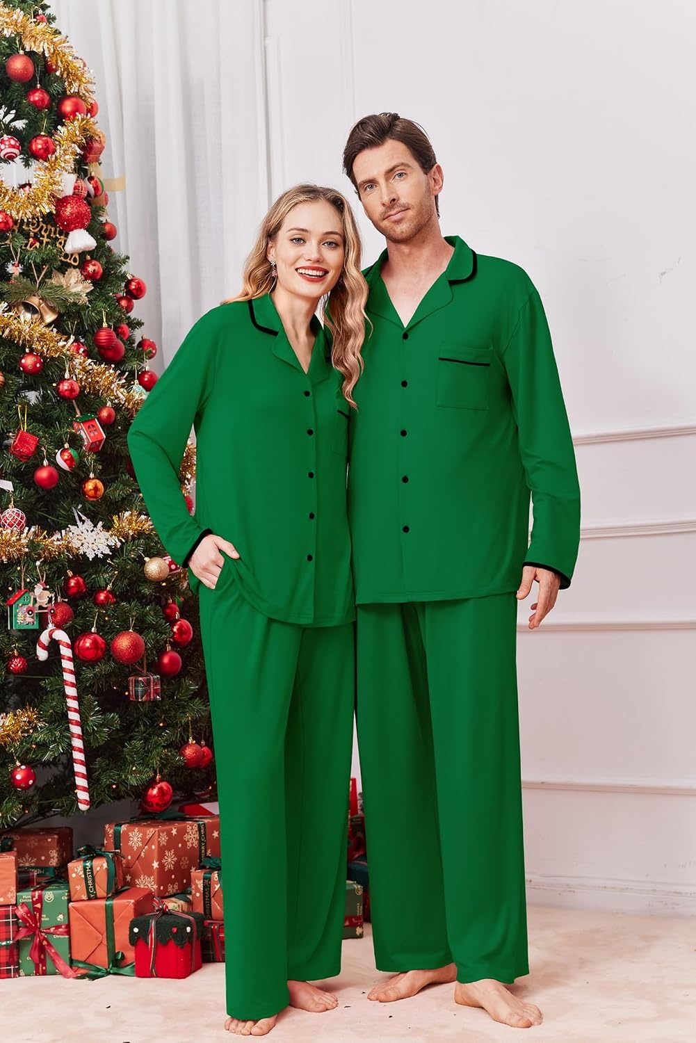 image:imageEkouaer Family Christmas Pajamas Matching Pjs Sets for Women Men and KidsGreen