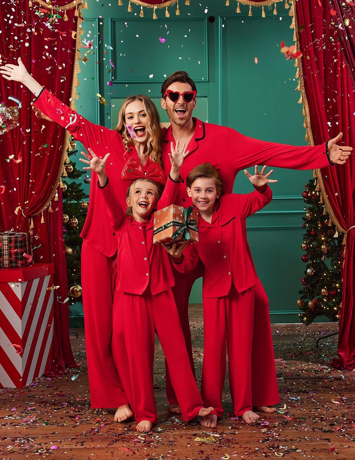 image:imageEkouaer Family Christmas Pajamas Matching Pjs Sets for Women Men and KidsRed