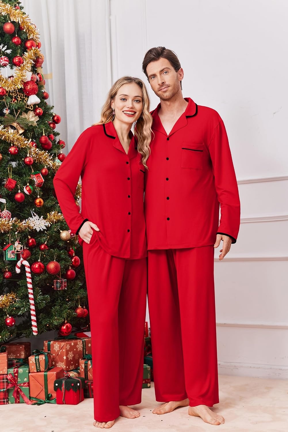 image:imageEkouaer Family Christmas Pajamas Matching Pjs Sets for Women Men and KidsRed